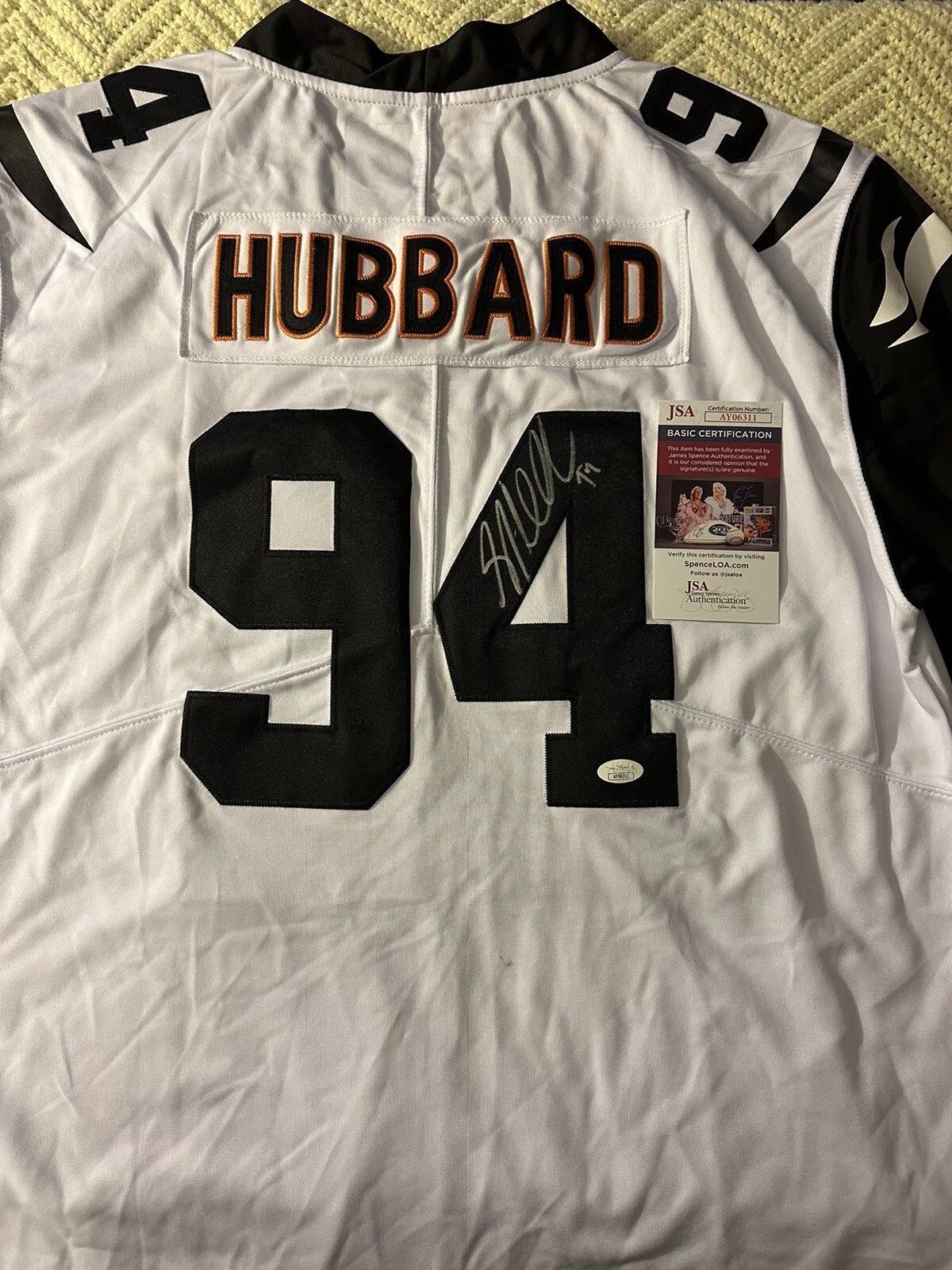 Sam Hubbard SIGNED Bengals Jersey Stitched XL JSA Authentication COA
