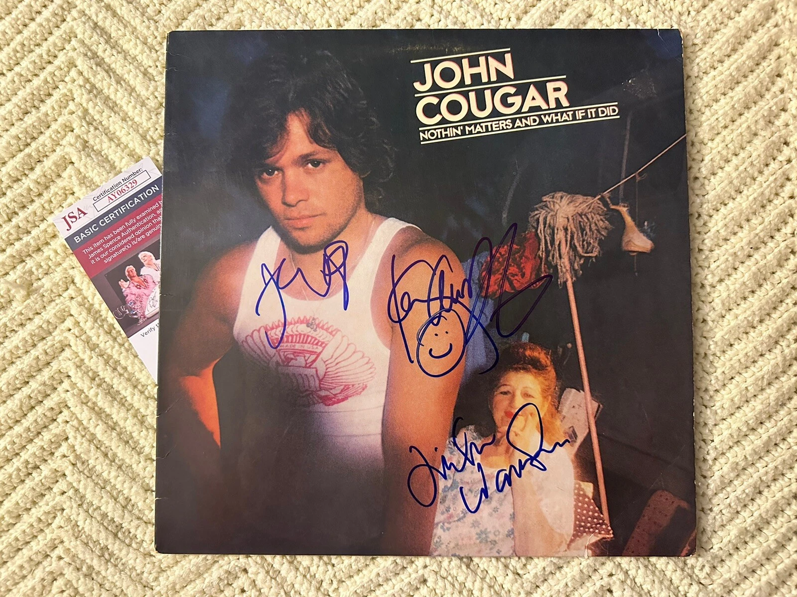 John Mellencamp Kenny Aronoff Mike Wanchic SIGNED Vinyl JSA Authenticated COA