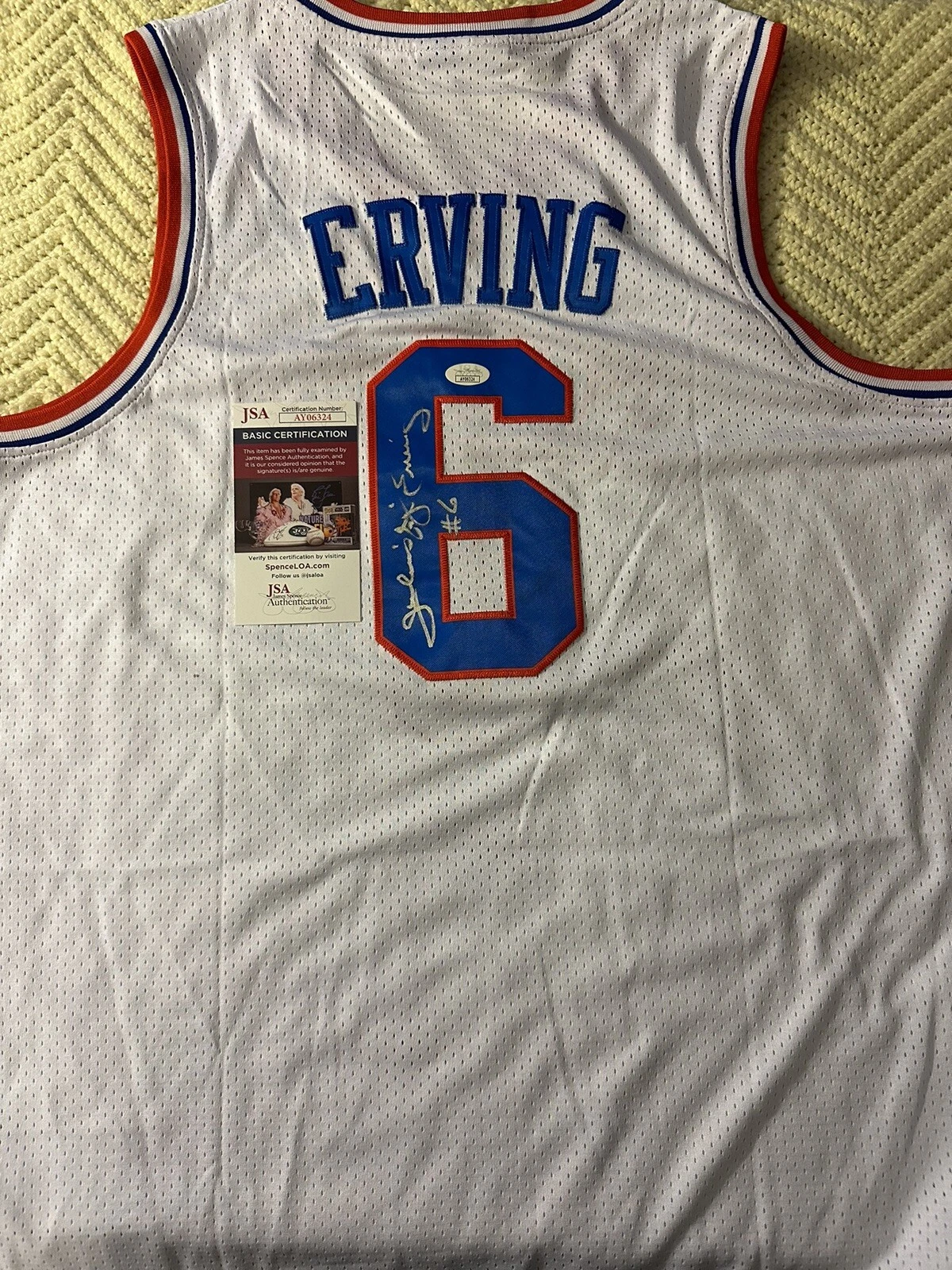 Julius Erving SIGNED Jersey Stitched XL JSA Authentication COA Doctor Dr J