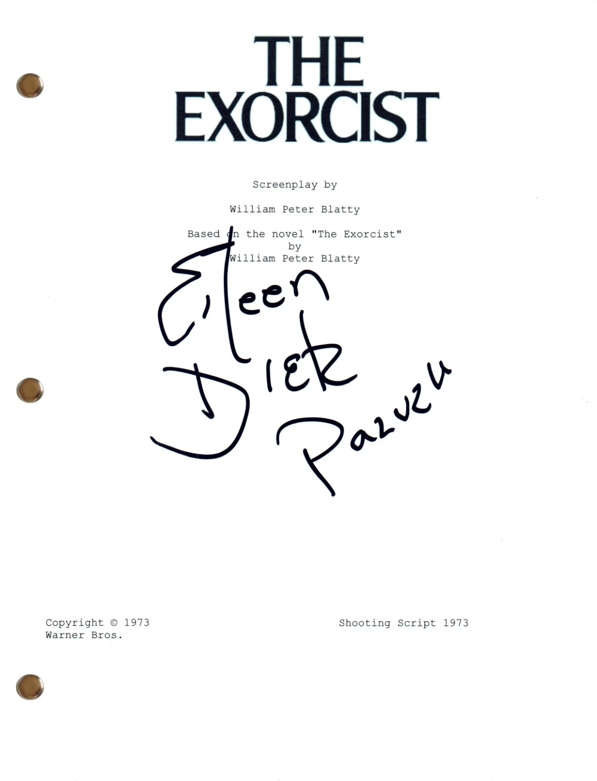 Eileen Dietz Signed Autograph The Exorcist Movie Script Screenplay ...