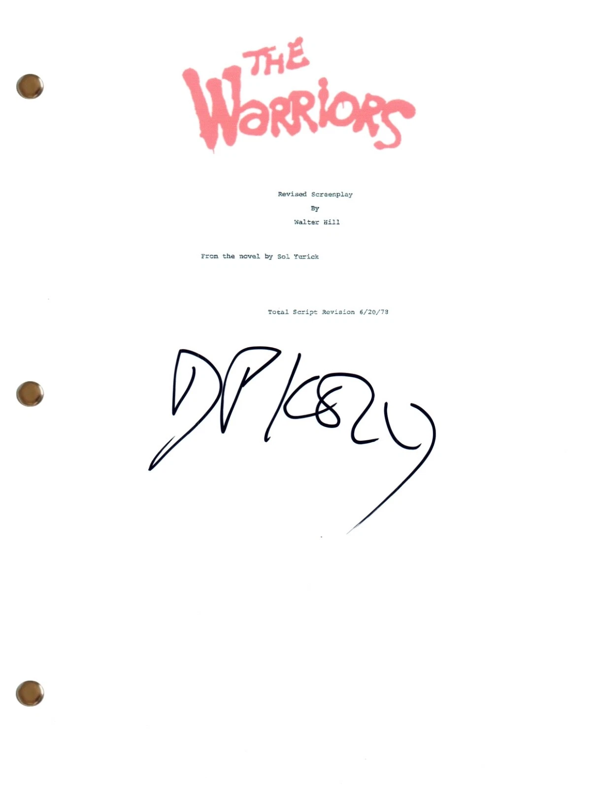 David Patrick Kelly Signed Autograph The Warriors Movie Script ...