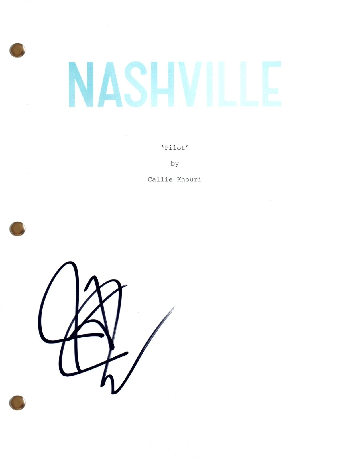 Jonathan Jackson NASHVILLE Signed Autograph Pilot Episode Script TV Series COA