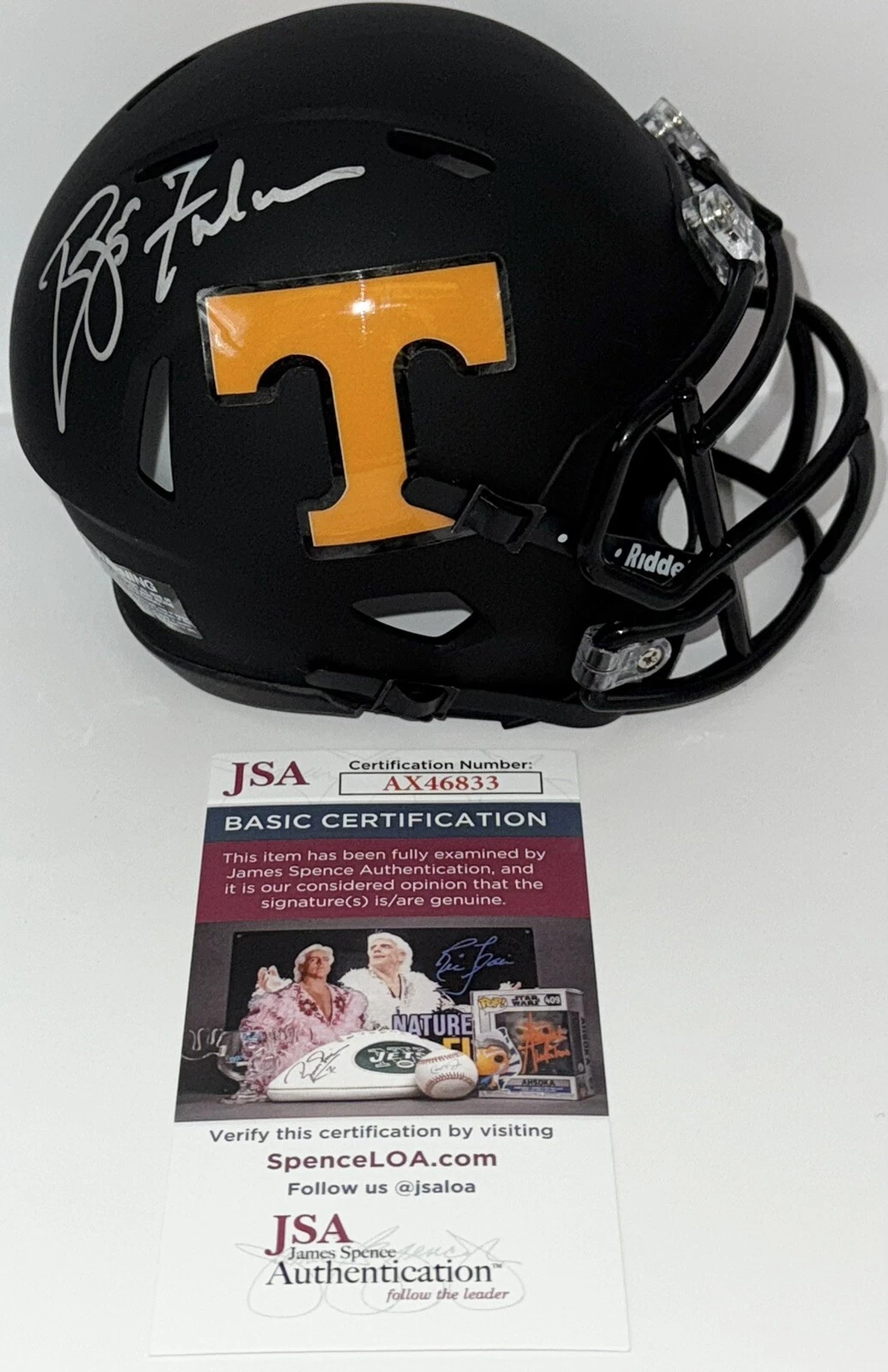 Phillip Fulmer Signed Autographed Tennessee Volunteers Black Mini Helmet JSA COA