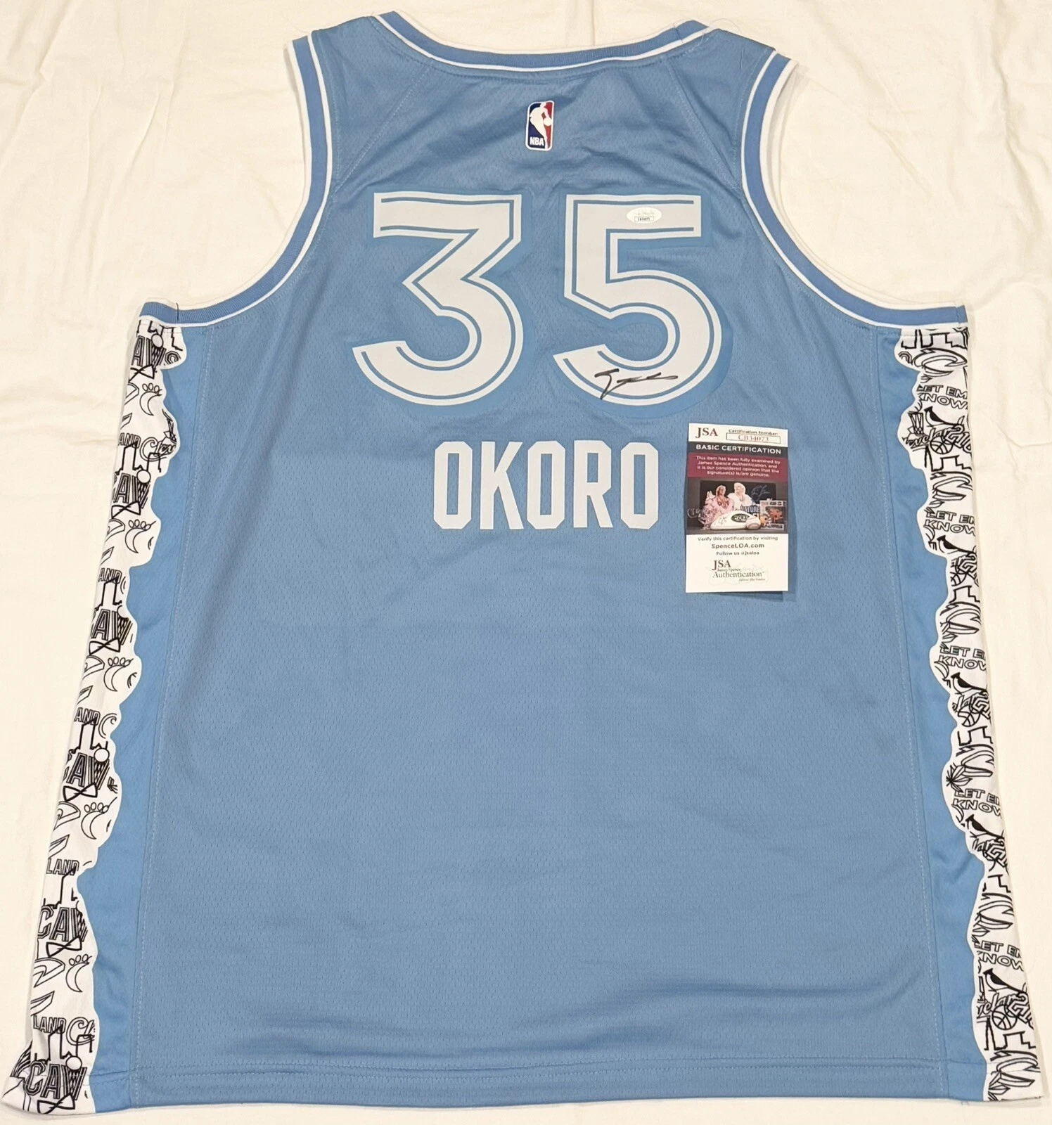 Isaac Okoro Signed Autographed Cleveland Cavaliers City Connect Jersey JSA