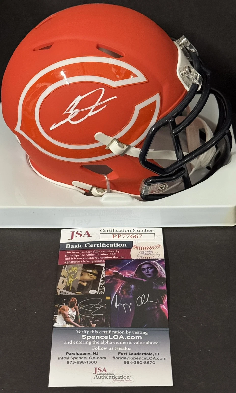 Cole Kmet Signed Autographed Chicago Bears Amp Mini Helmet JSA COA