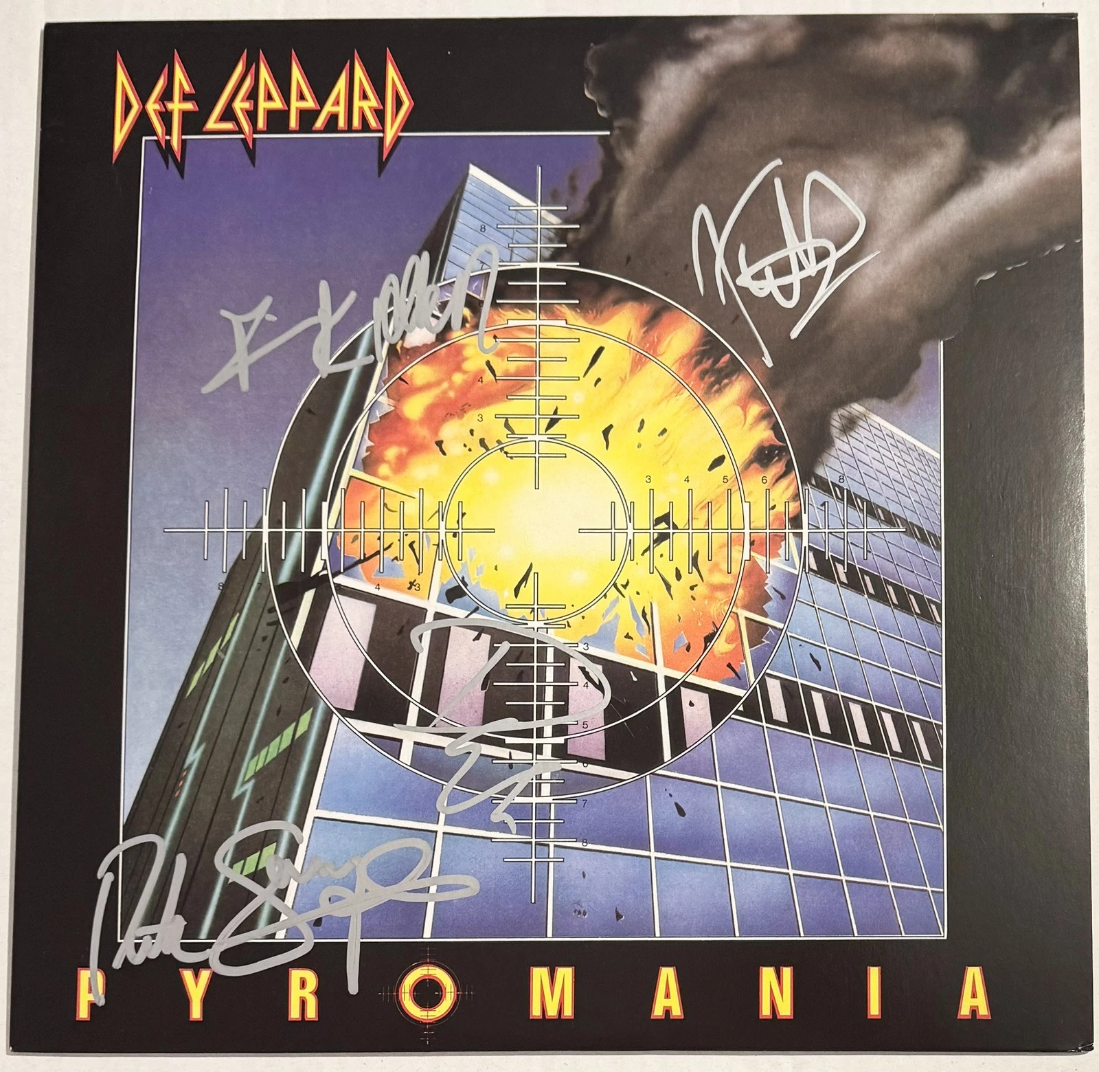Def Leppard Entire Band Signed Autographed Pyromania Vinyl Record Album Beckett