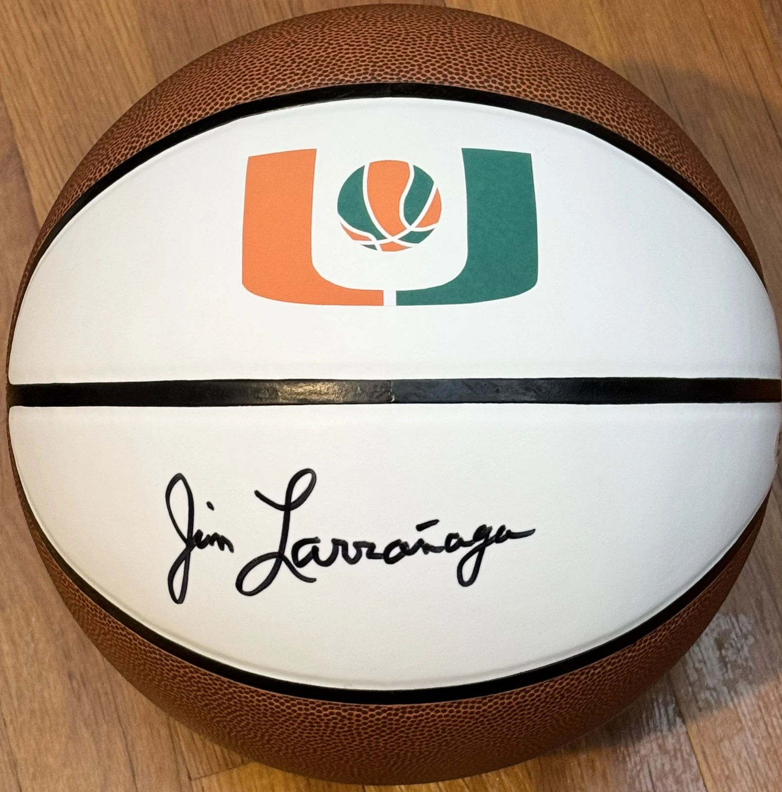 Jim Larranaga Signed Autographed Miami Hurricanes Logo Basketball PSA/DNA