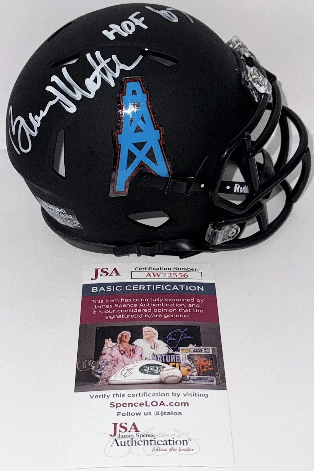 Bruce Matthews Signed Autographed Houston Oilers Black Mini Helmet JSA COA