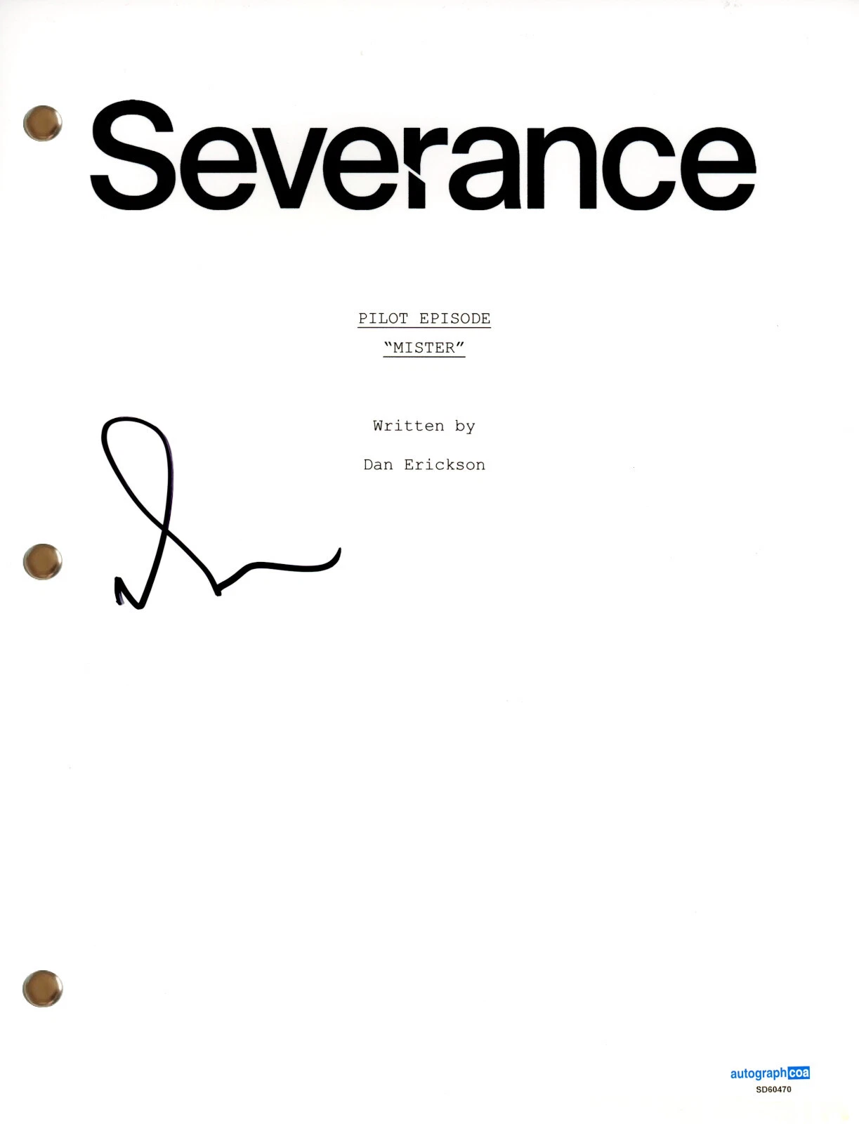 Adam Scott “Severence” Signed Autograph Pilot Episode Script TV Screenplay ACOA