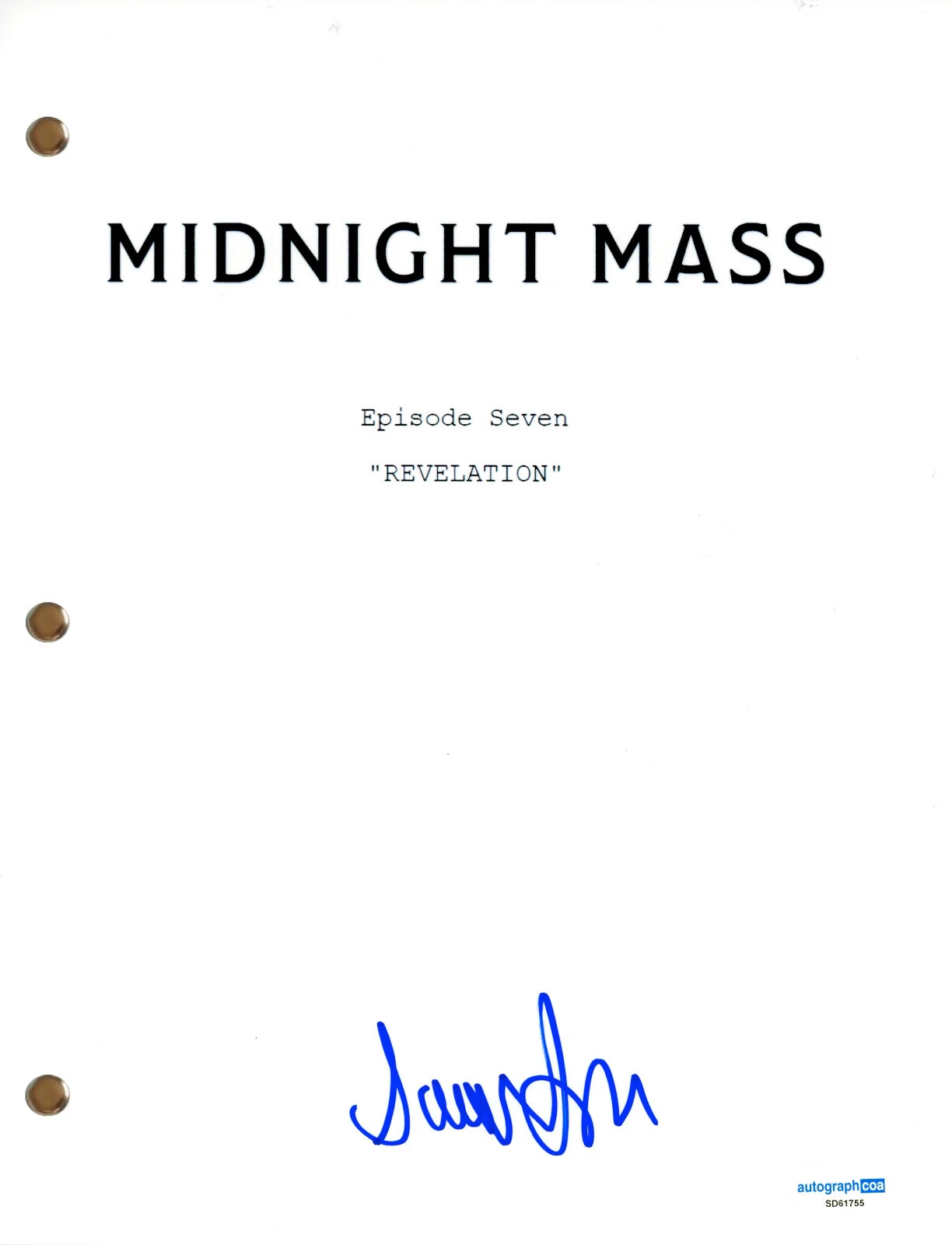 Samantha Sloyan 'Midnight Mass' Signed Autograph Full Episode Script Horror ACOA