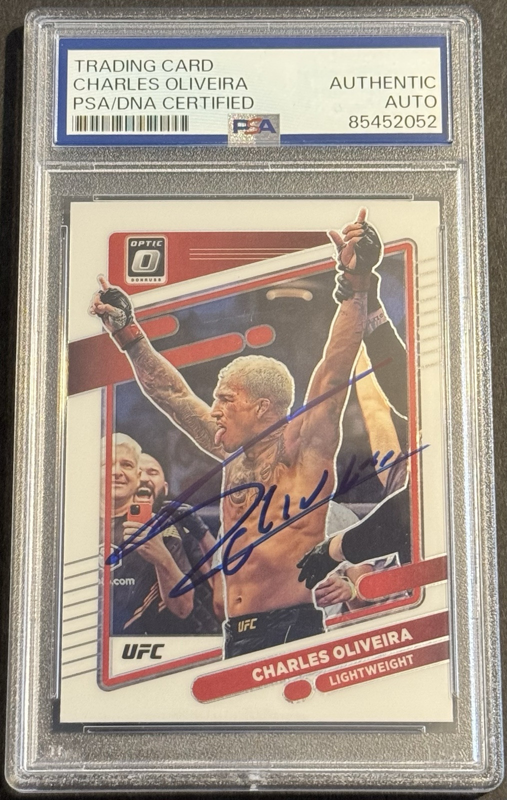 Charles Oliveira Signed Auto 2022 Donruss Optic UFC Card PSA/DNA Slabbed