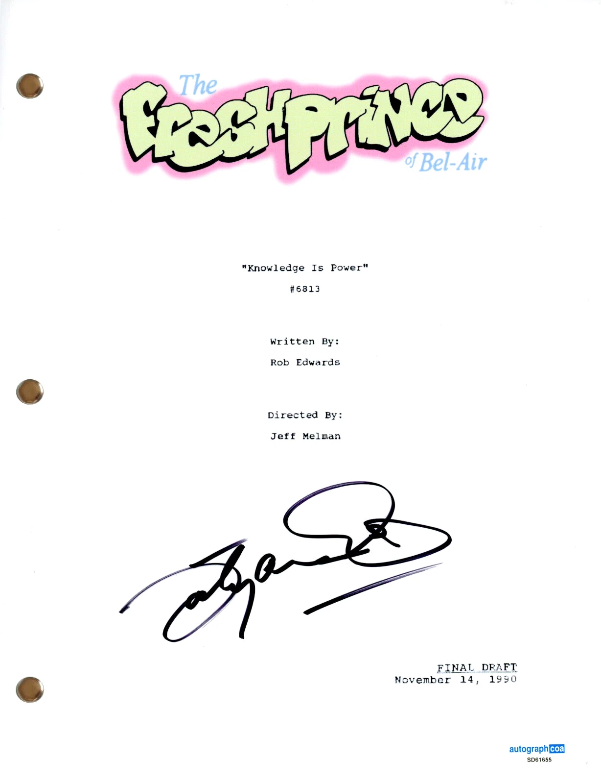 Tatyana Ali “The Fresh Prince of Bel-Air” Signed Autograph Episode Script ACOA