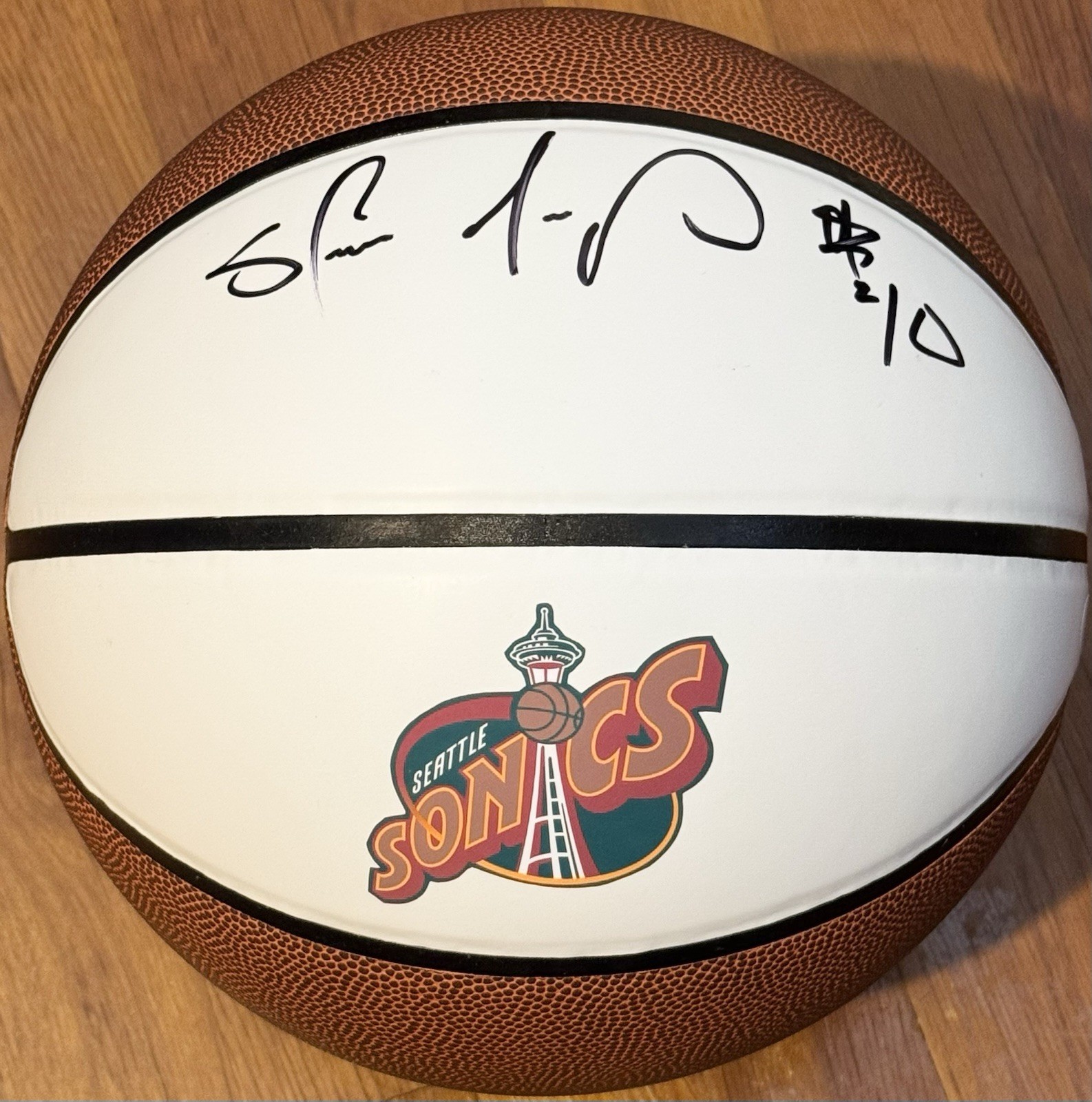 Shawn Kemp Signed Autographed Seattle SuperSonics Logo Basketball JSA COA