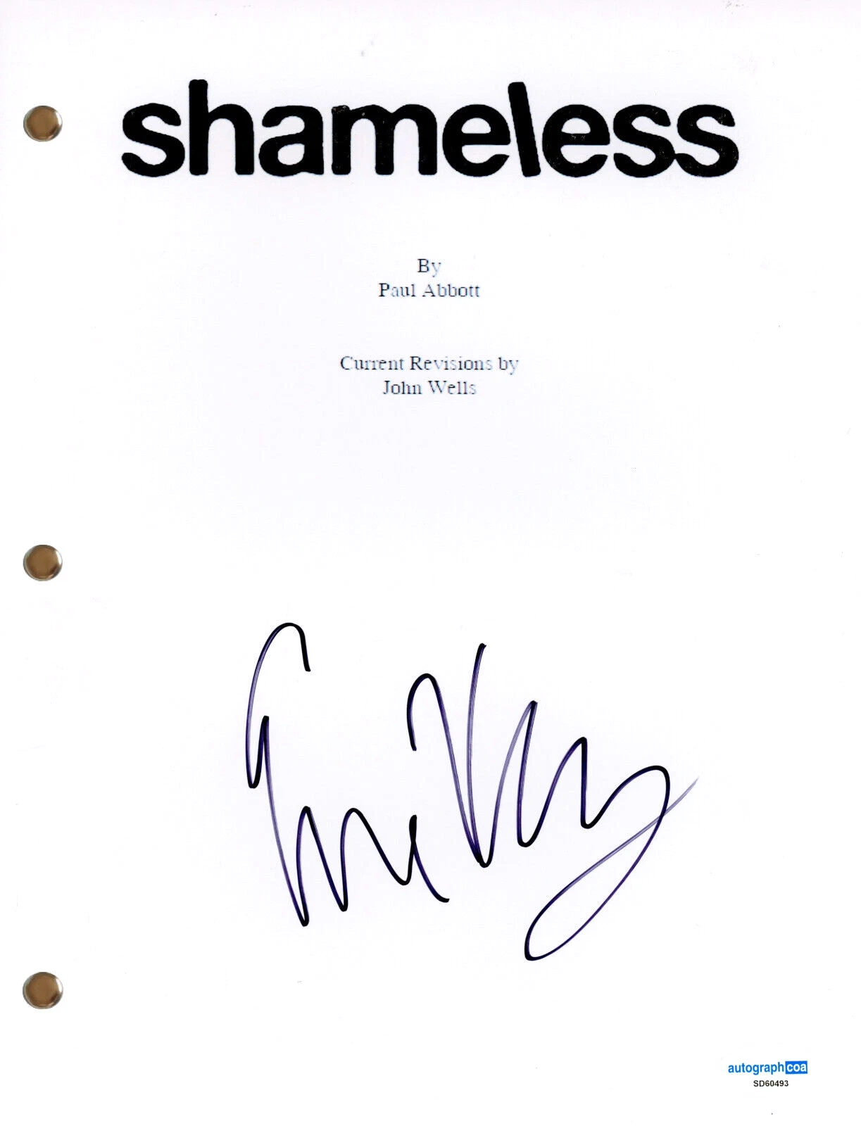 Emma Kenney “Shameless” Signed Autograph Pilot Episode Script TV Screenplay ACOA
