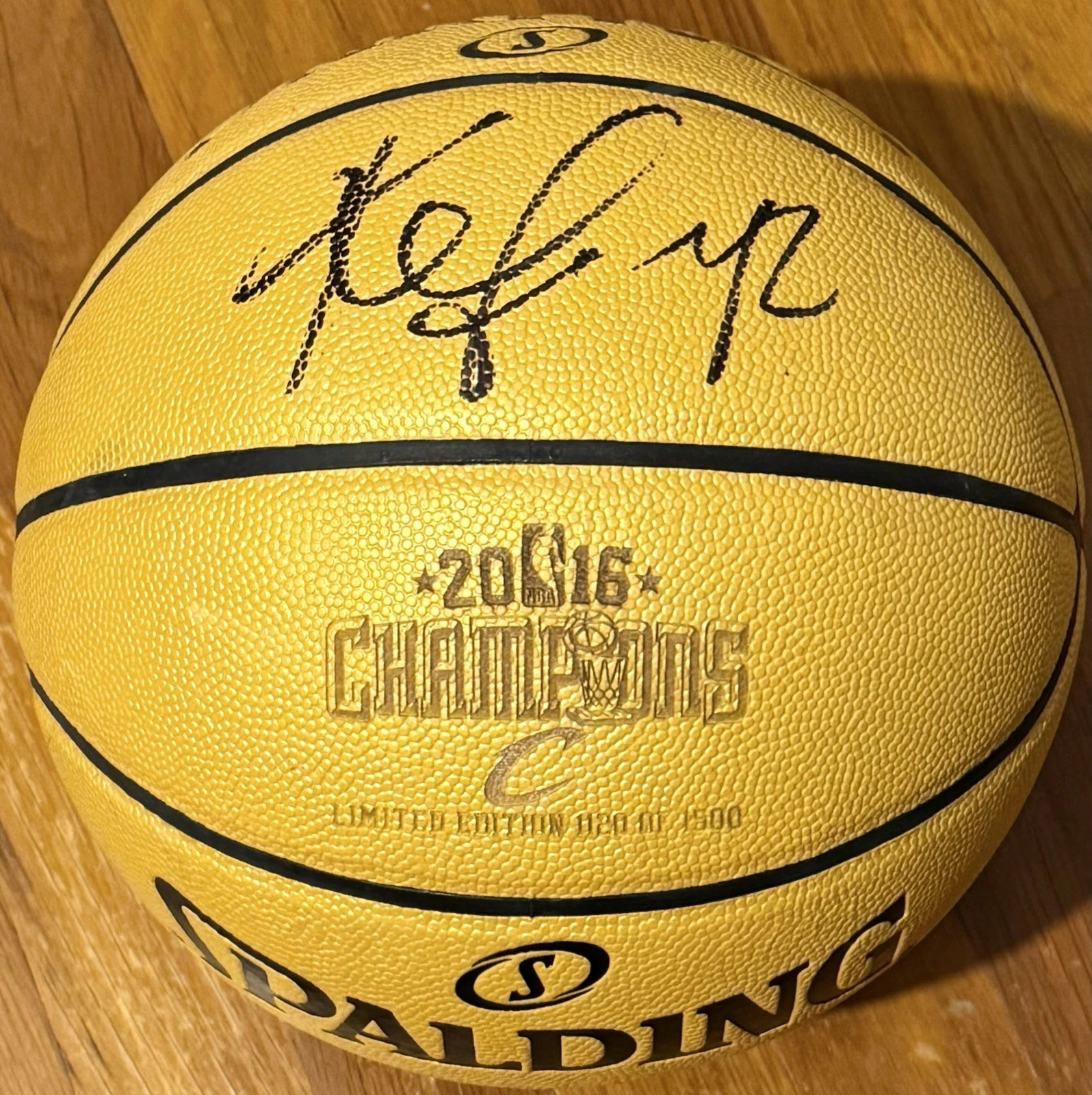 Kevin Love Signed 2016 Cleveland Cavaliers Gold Championship Basketball JSA COA