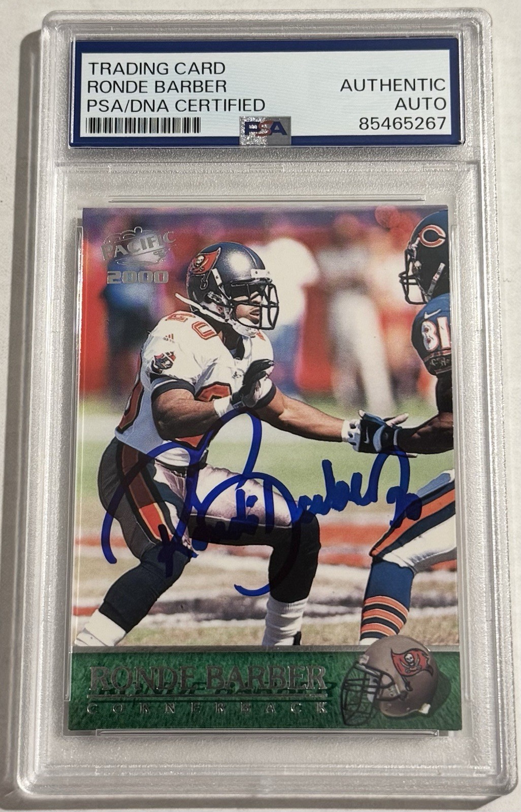 RONDE BARBER SIGNED 2000 PACIFIC CARD TAMPA BAY BUCCANEERS PSA/DNA SLABBED COLLECTIBLE MEMORABILIA