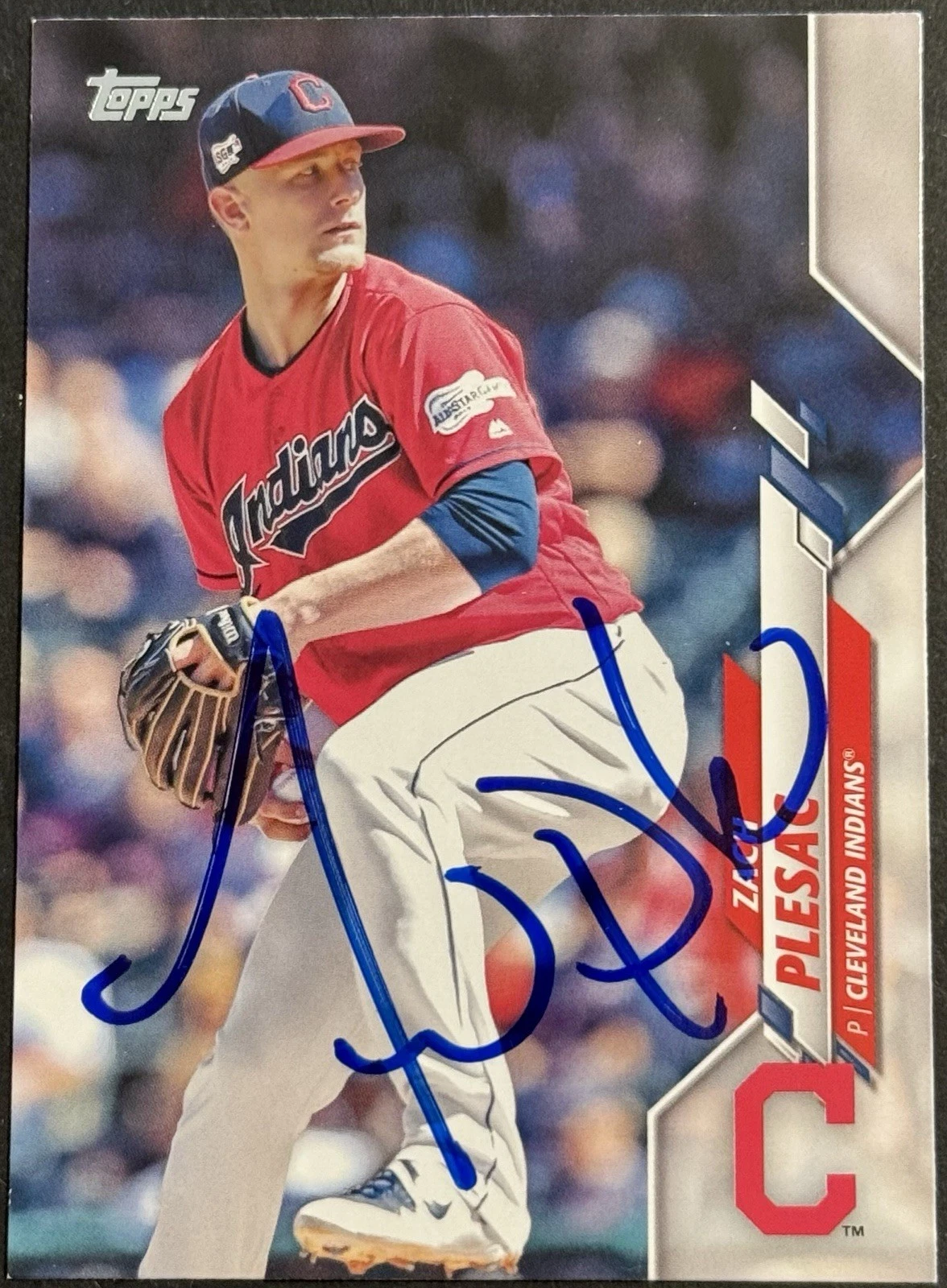 Zach Plesac Signed 2020 Topps Base Card Cleveland Guardians BAS Beckett COA
