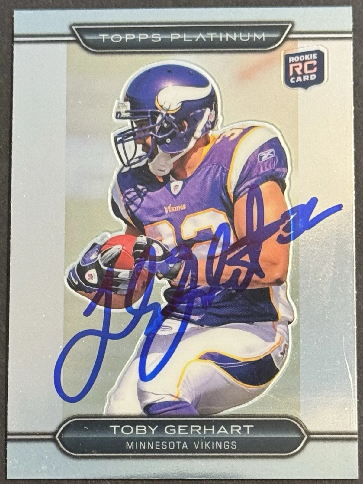 TOBY GERHART SIGNED 2010 TOPPS PLATINUM ROOKIE CARD VIKINGS BAS BECKETT COA COLLECTIBLE MEMORABILIA
