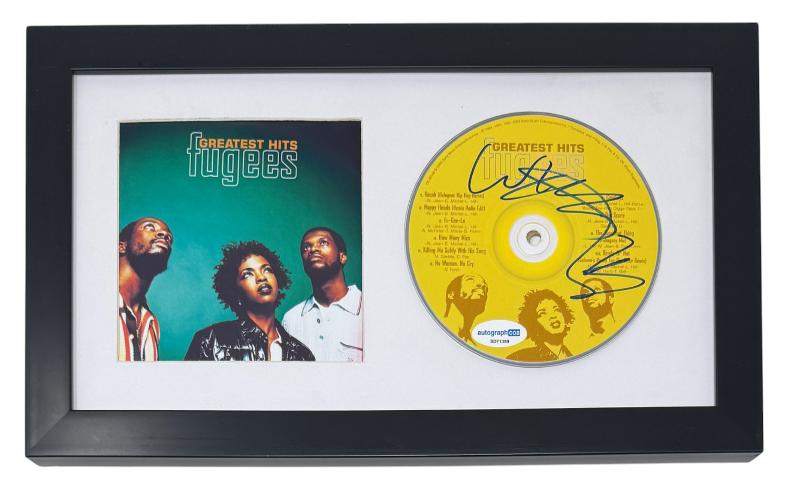 Wyclef Jean THE FUGEES Greatest Hits Signed Autograph CD Framed Display ACOA COA