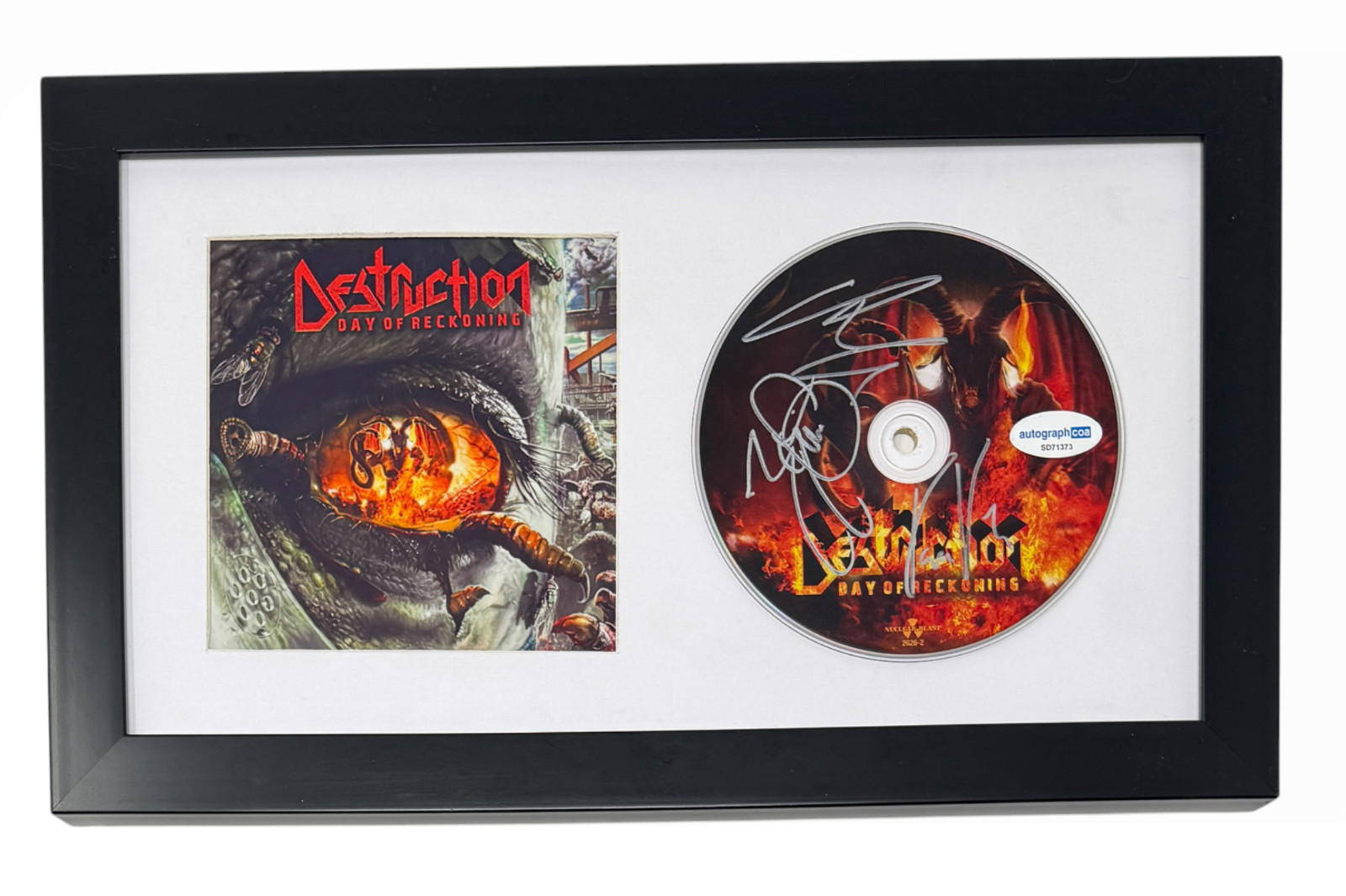 DESTRUCTION Band Signed Day of Reckoning CD Framed Metal Marcel Schirmer ACOA
