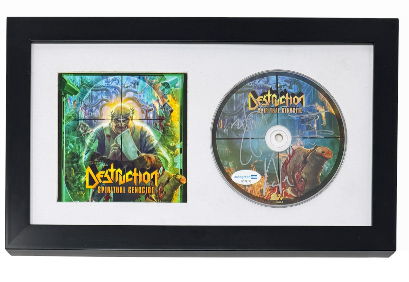 DESTRUCTION Band Signed Autograph Spiritual Genocide CD Framed German Metal ACOA