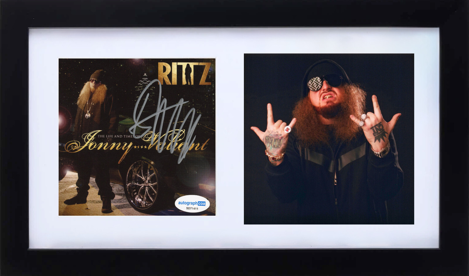RITTZ Signed Autograph The Life and Times of Jonny Valiant CD Framed Rapper ACOA