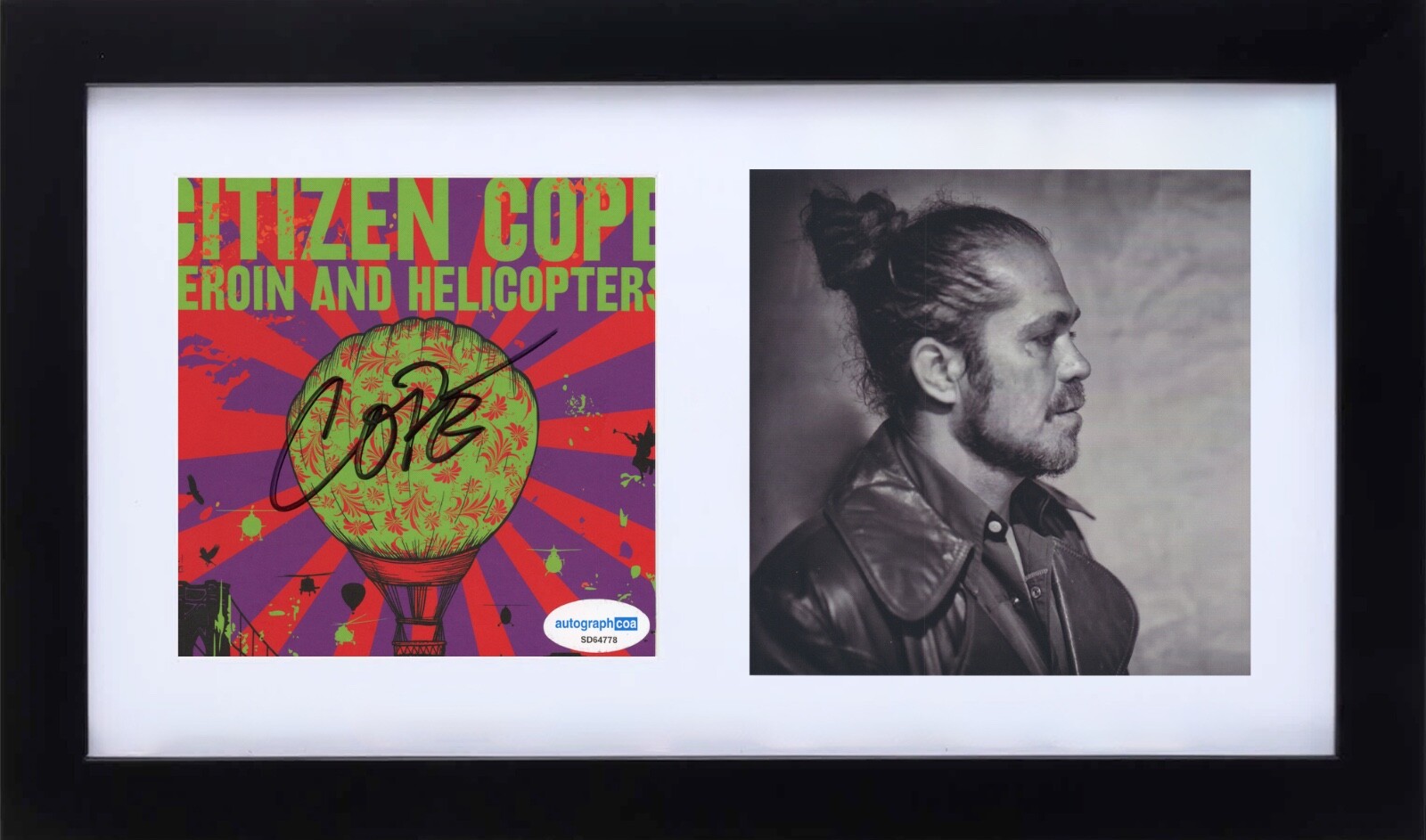 Citizen Cope Signed Autograph Heroin and Helicopters CD Cover Framed ACOA COA