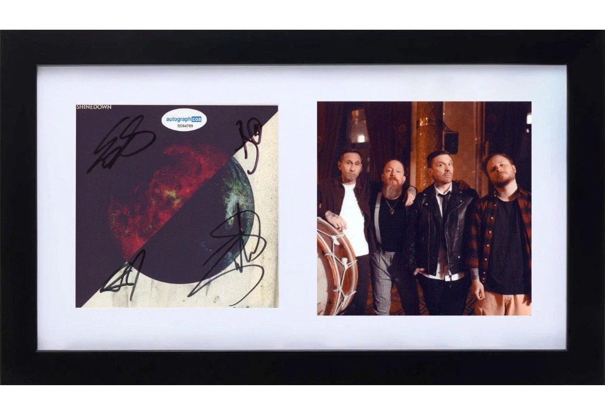 Shinedown Signed Autograph Planet Zero CD Cover Framed Band Brent Smith x4 ACOA