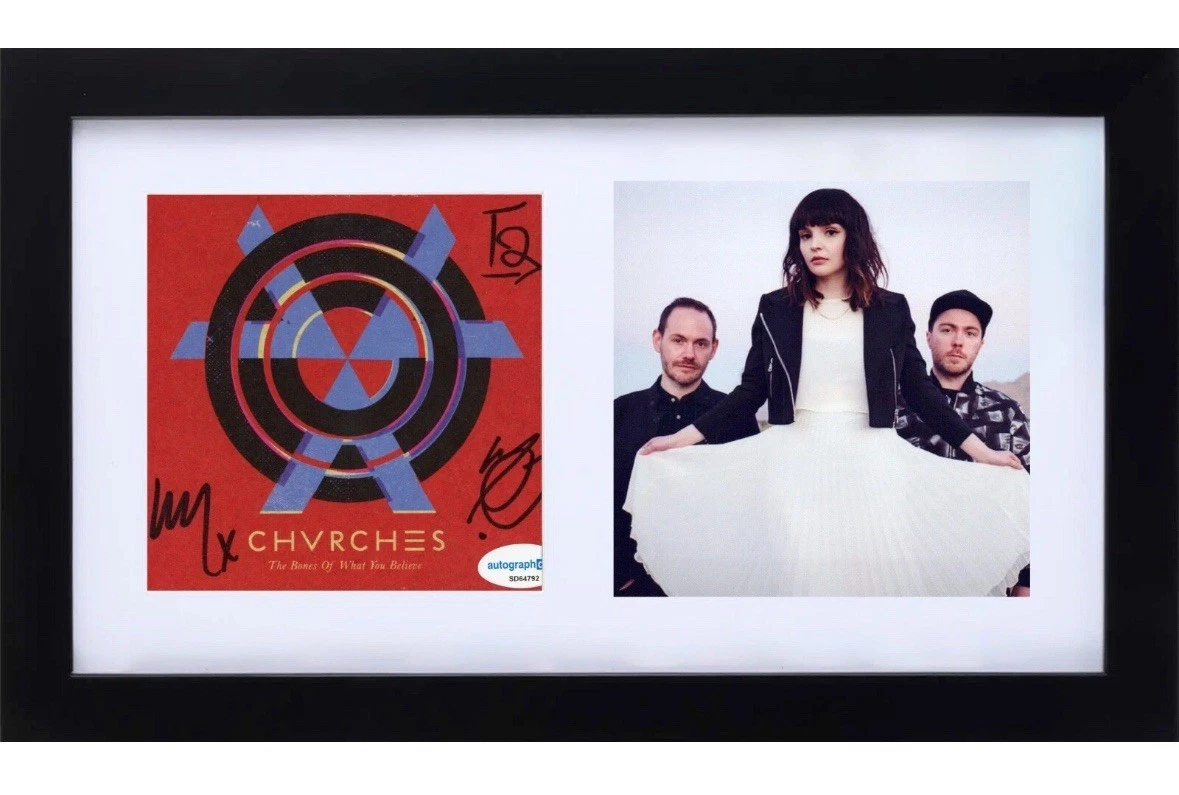 CHVRCHES Signed The Bones Of What You Believe CD Cover Framed Full Band x3 ACOA