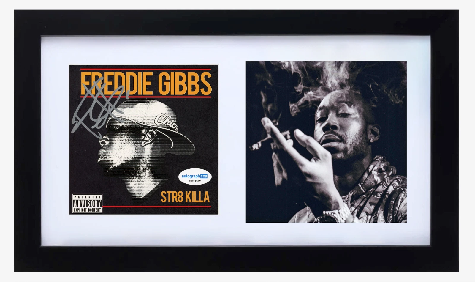 Freddie Gibbs Signed Autograph Str8 Killa CD Cover Framed Rapper Hip Hop ACOA