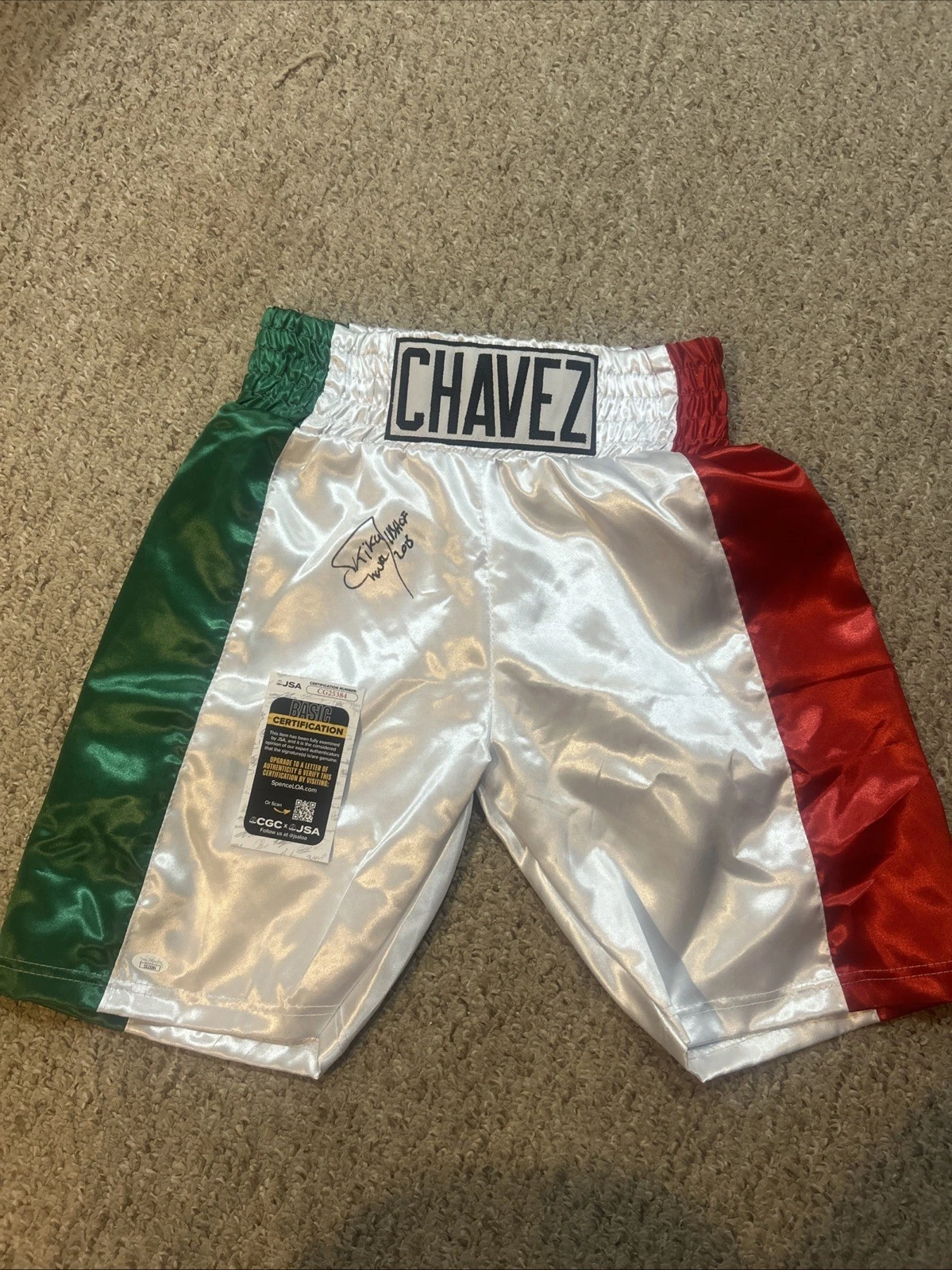 YESSICA KIKA CHAVEZ SIGNED AUTOGRAPH BOXING TRUNKS JSA COA HOF BOXER