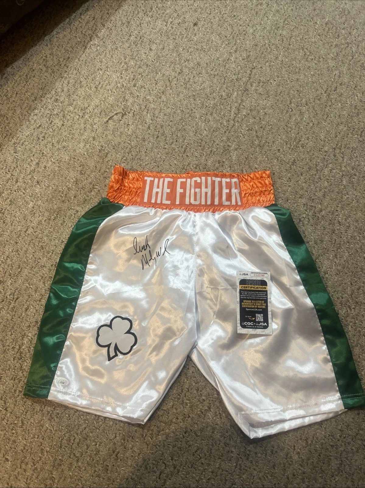 IRISH MICKY WARD SIGNED AUTOGRAPH BOXING TRUNKS JSA COA THE FIGHTER BOXER CHAMP