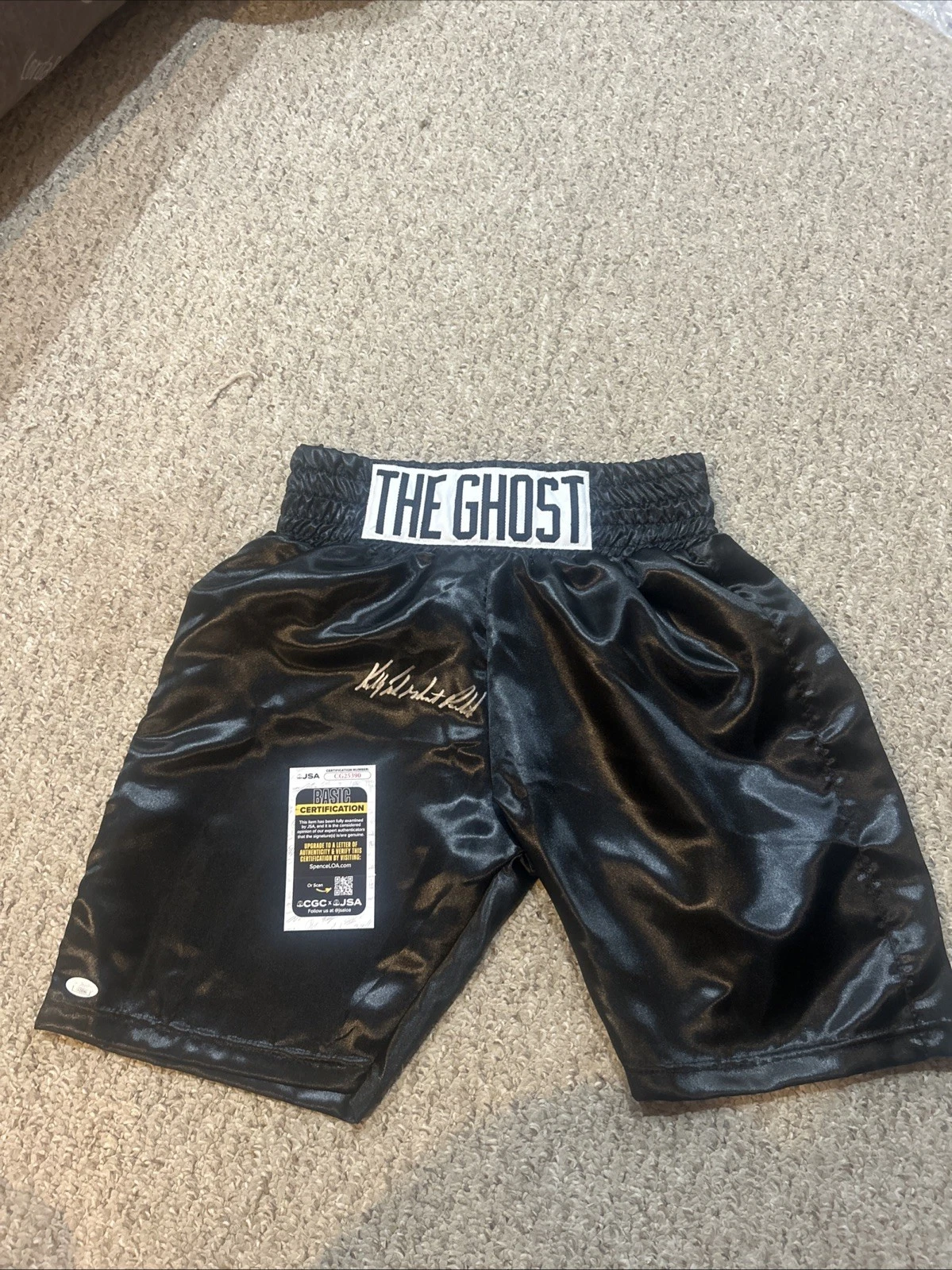 KELLY PAVLIK THE GHOST SIGNED AUTOGRAPH BOXING TRUNKS JSA COA BOXER CHAMP