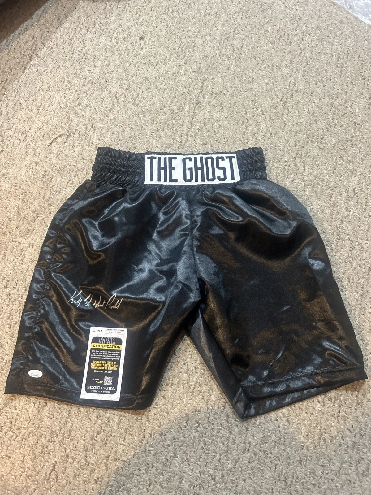 KELLY PAVLIK THE GHOST SIGNED AUTOGRAPH BOXING TRUNKS JSA COA BOXER CHAMP