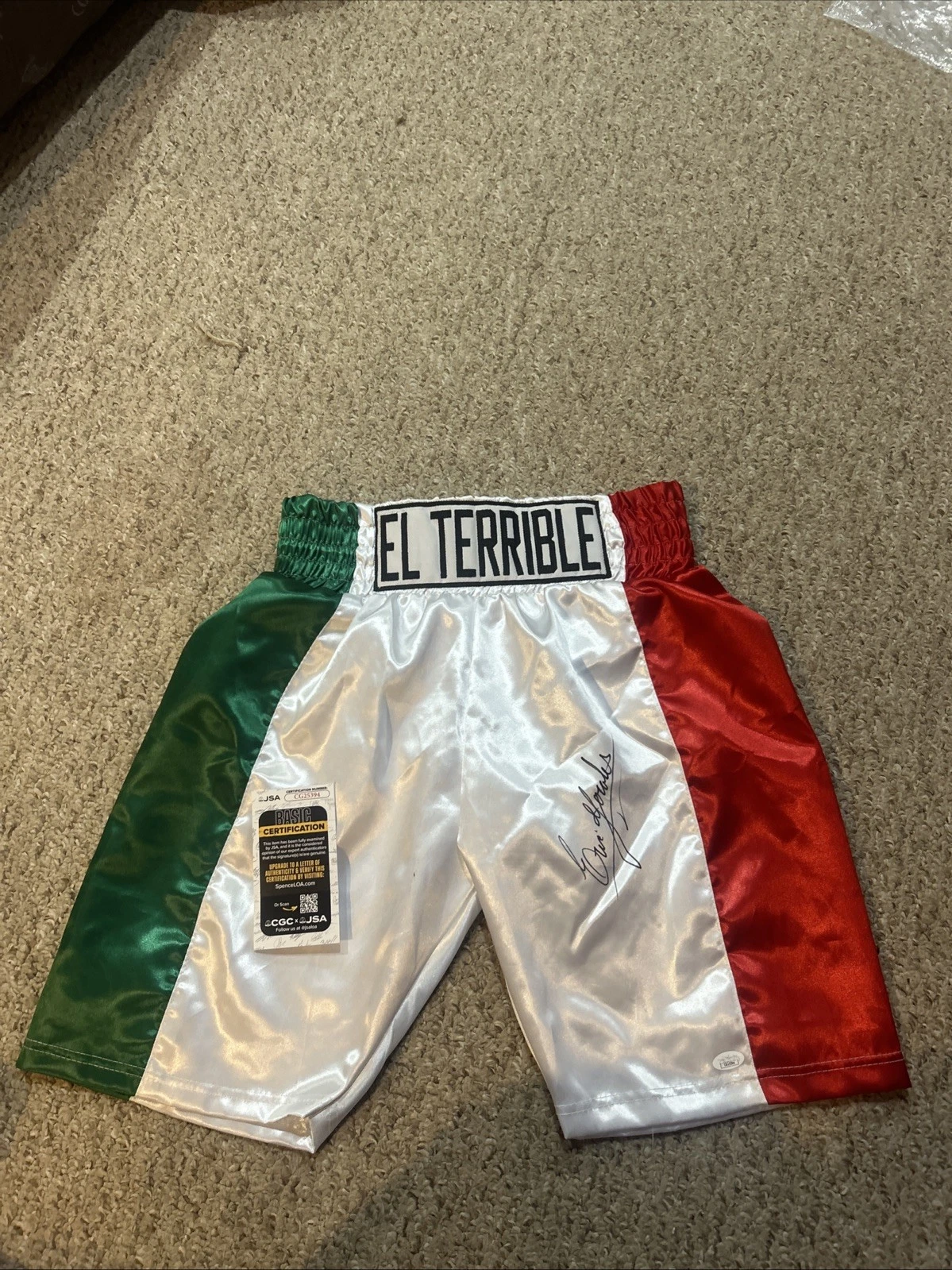 ERIK MORALES SIGNED AUTOGRAPH BOXING TRUNKS JSA COA EL TERRIBLE BOXER HOF CHAMP