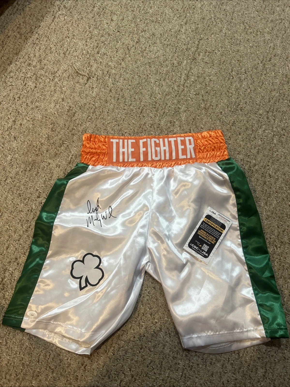 IRISH MICKY WARD SIGNED AUTOGRAPH BOXING TRUNKS JSA COA THE FIGHTER BOXER CHAMP