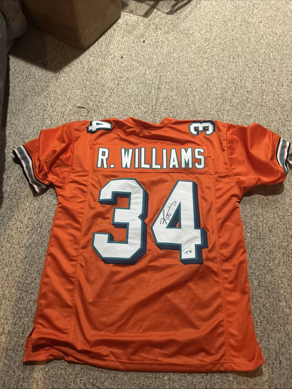 MIAMI DOLPHINS- RICKY WILLIAMS SIGNED AUTOGRAPH CUSTOM JERSEY BECKETT BAS COA