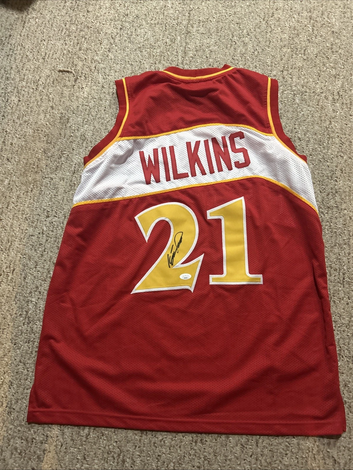 ATLANTA HAWKS- DOMINIQUE WILKINS SIGNED AUTOGRAPH CUSTOM JERSEY JSA COA NBA HOF
