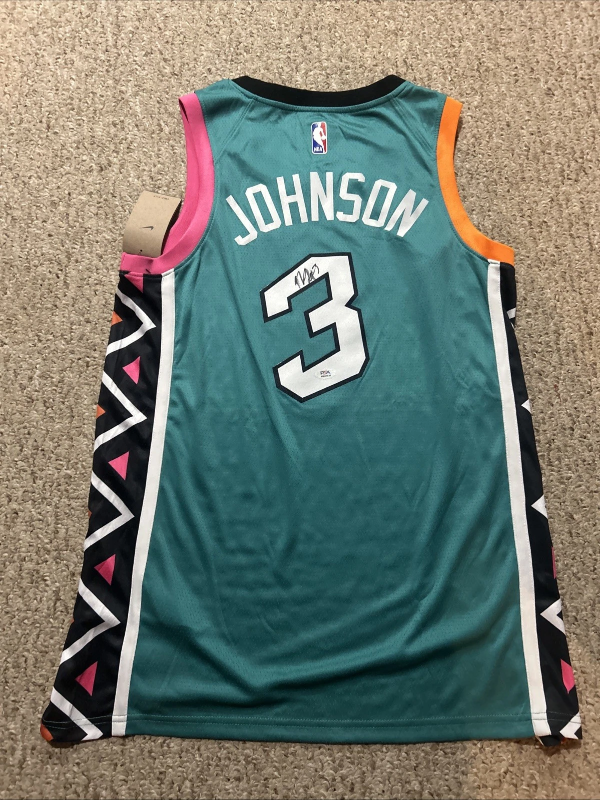 SAN ANTONIO SPURS- KELDON JOHNSON SIGNED AUTOGRAPH JERSEY PSA COA NBA KENTUCKY