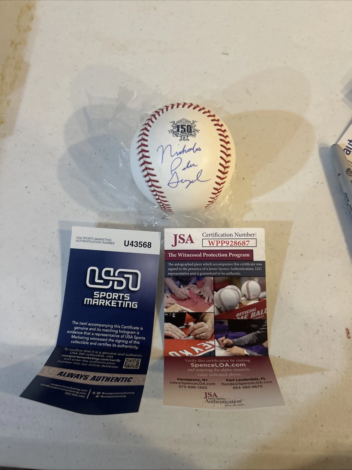 NICK SENZEL SIGNED AUTOGRAPH FULL NAME BASEBALL REDS 150th YEAR ROMLB JSA COA