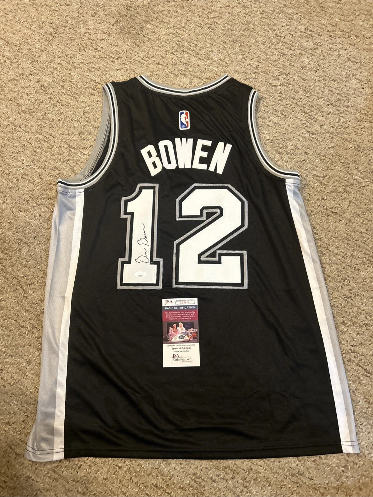 SAN ANTONIO SPURS- BRUCE BOWEN SIGNED AUTOGRAPH JERSEY JSA COA NBA CHAMP