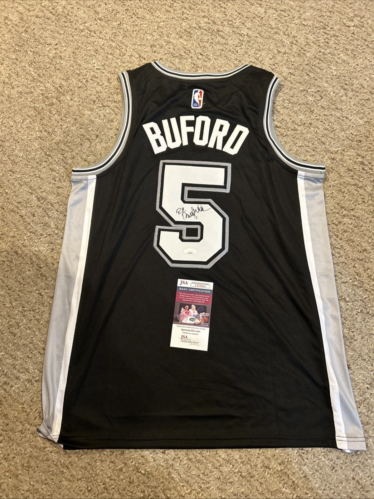 SAN ANTONIO SPURS- RC BUFORD SIGNED AUTOGRAPH JERSEY JSA COA NBA 5X CHAMP GM