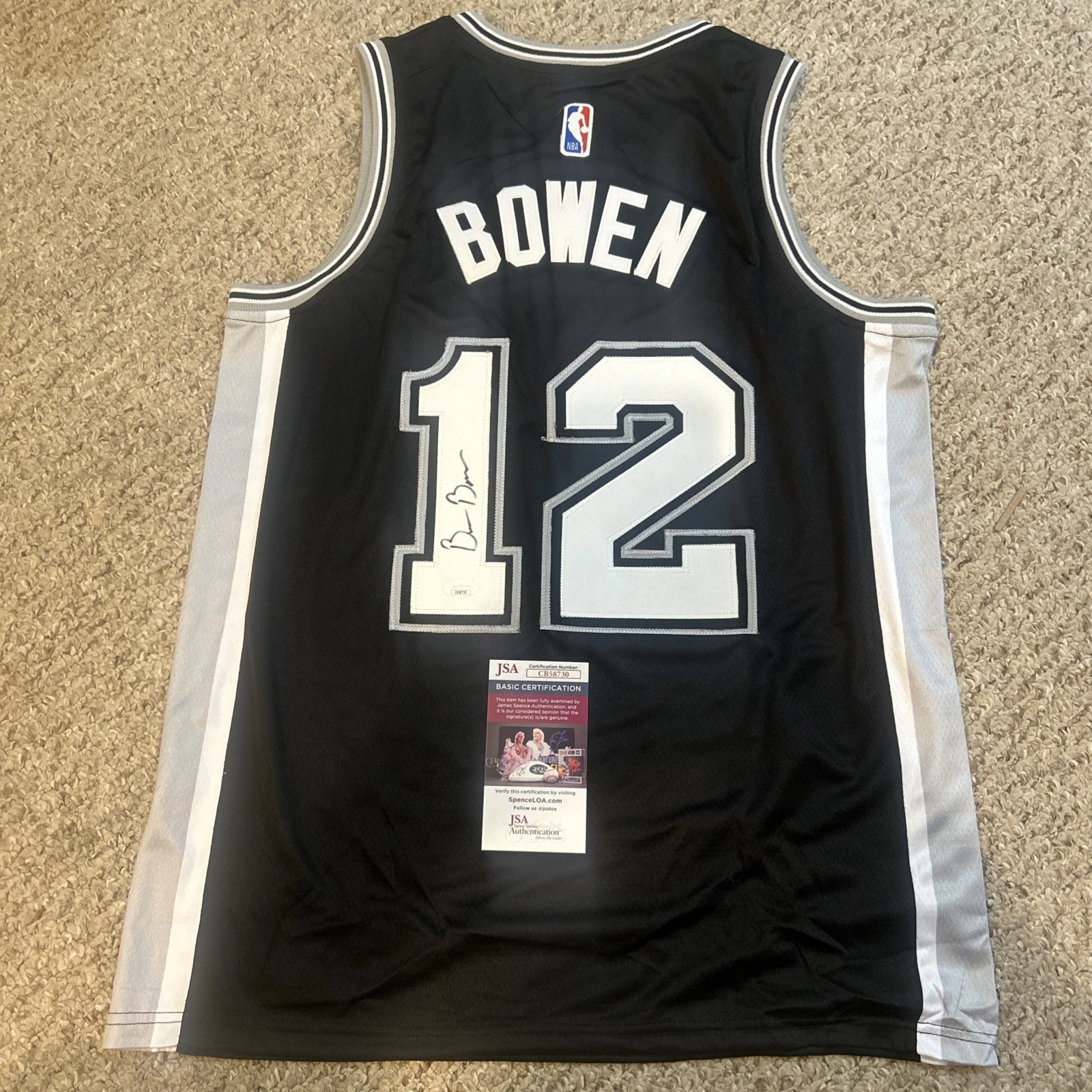 SAN ANTONIO SPURS- BRUCE BOWEN SIGNED AUTOGRAPH JERSEY JSA COA NBA CHAMP