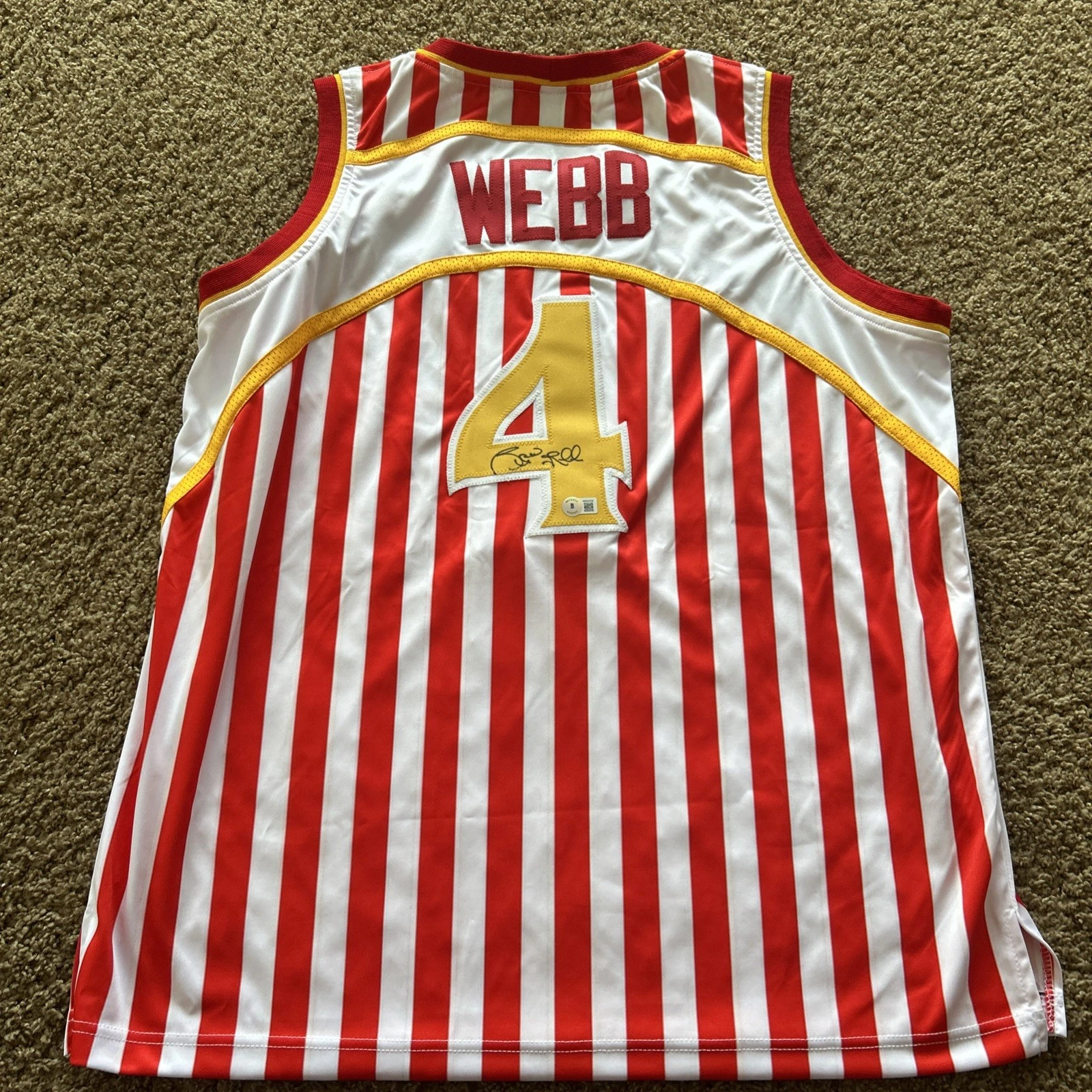 ATLANTA HAWKS- SPUD WEBB SIGNED AUTOGRAPH JERSEY BAS COA NBA DUNK CHAMP