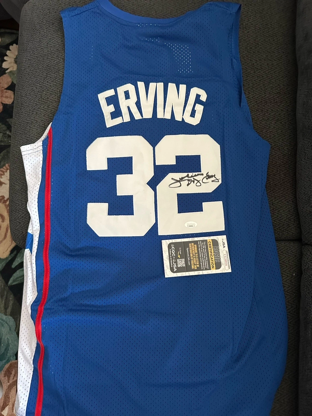 Julius Erving SIGNED Jersey Stitched XL JSA Authentication COA Doctor Dr J