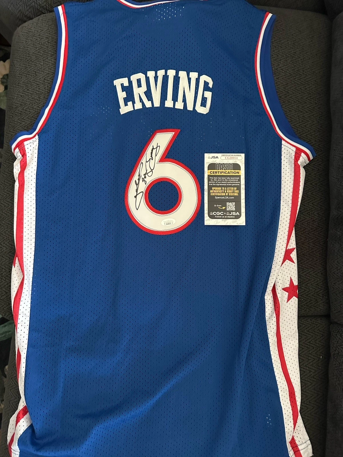 Julius Erving SIGNED Jersey Stitched XL JSA Authentication COA Doctor Dr J