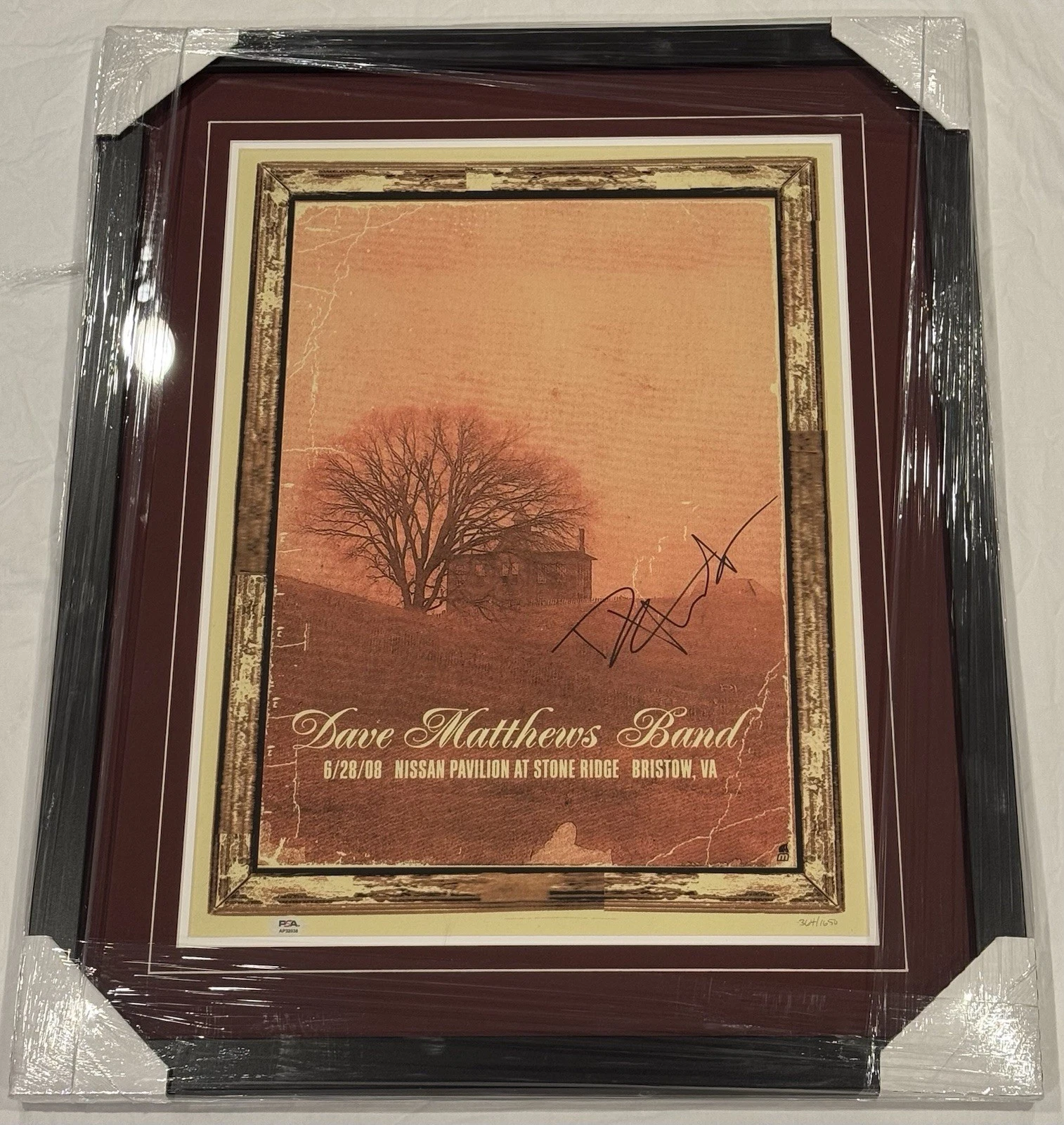 Dave Matthews Signed Auto Custom Framed 6/28/08 Tour Poster PSA/DNA Leroy Last