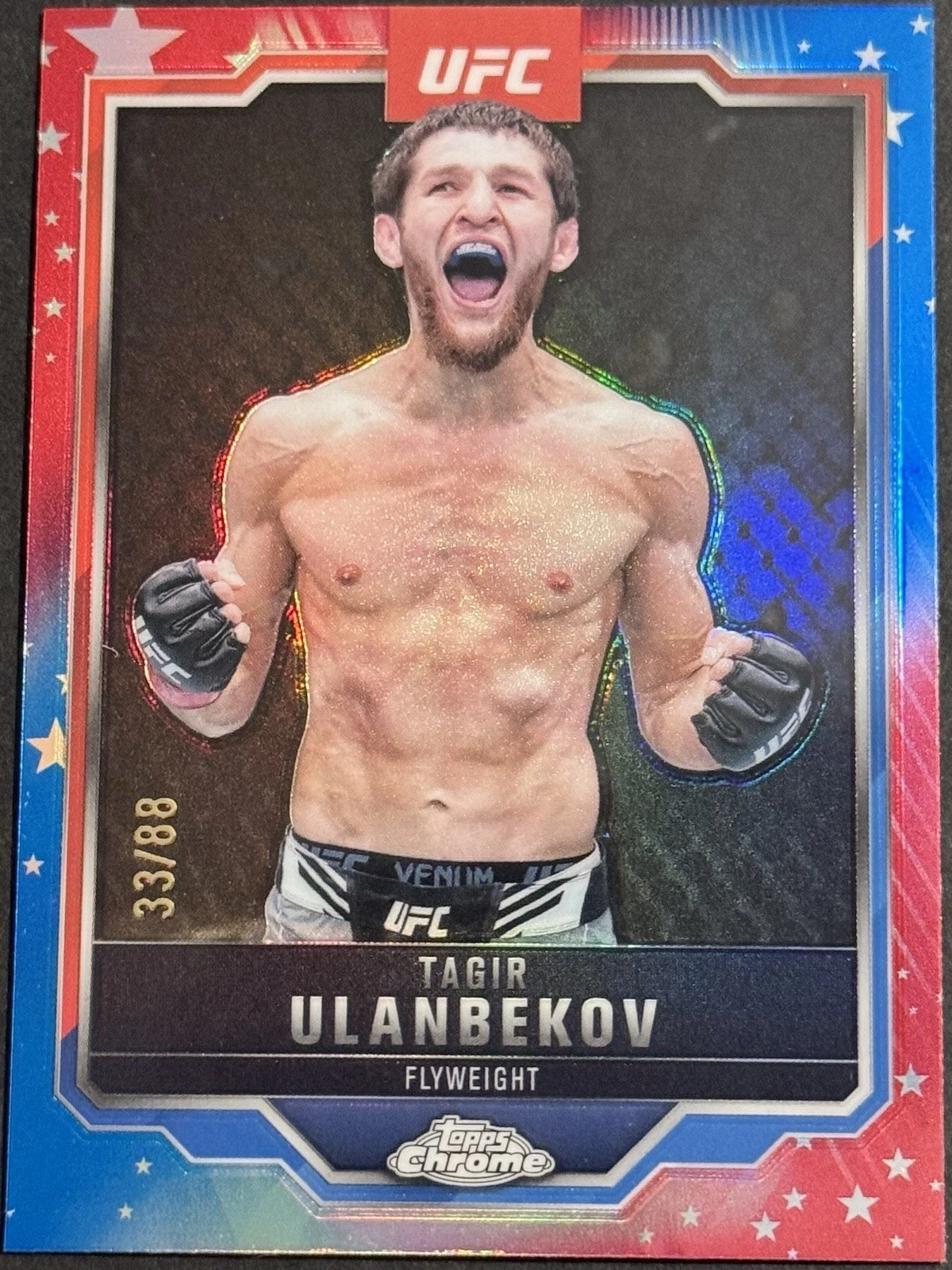 2025 TOPPS CHROME UFC #109 TAGIR ULANDBEKOV - RED WHITE BLUE REFRACTOR /88