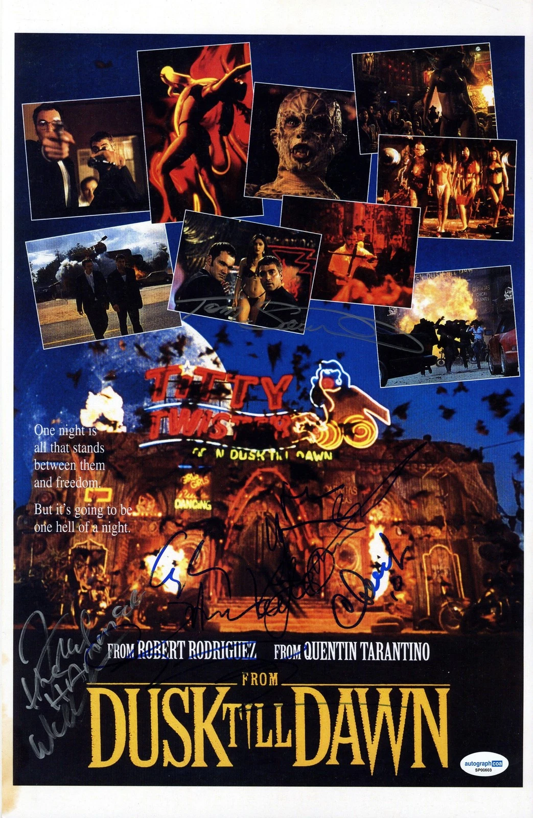 “FROM DUSK TILL DAWN” AUTOGRAPHS SIGNED 11×17 PHOTO – QUENTIN TARANTINO +6 ACOA COLLECTIBLE MEMORABILIA