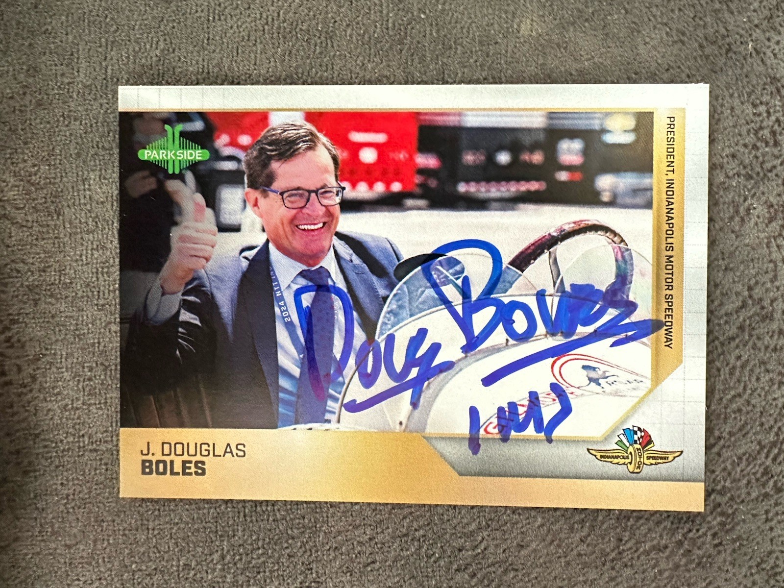 2025 Parkside Indy Car Trading Promo Card 500 Signed Doug Boles IMS President